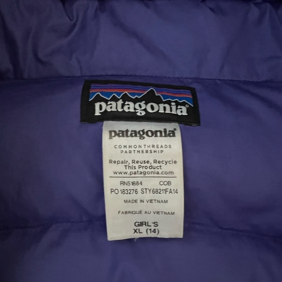 Girls Patagonia Puffer Hood Jacket XL Sz 14 - Picture 5 of 5